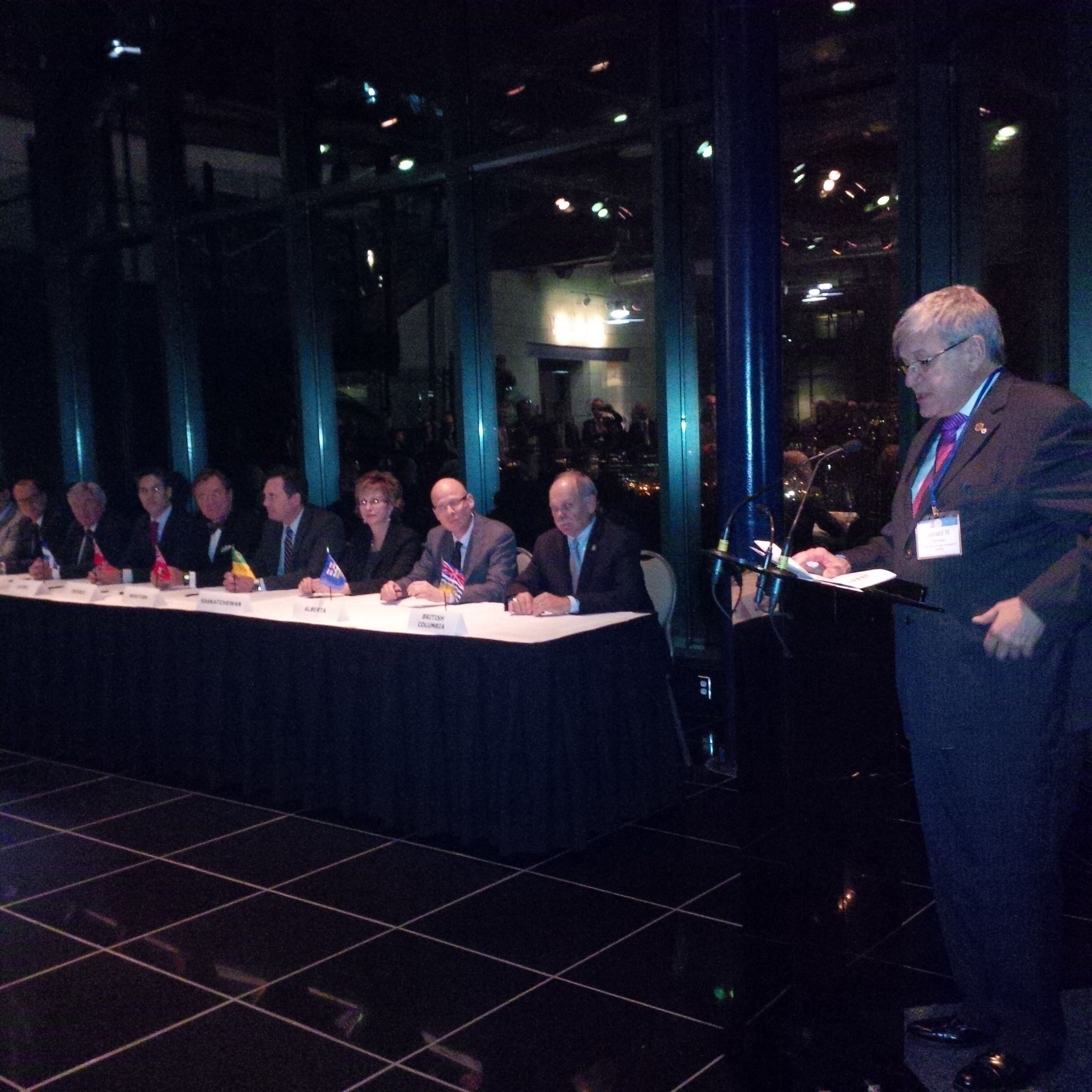 Signing of the National Mobility Agreement in St. John's Thursday night.  